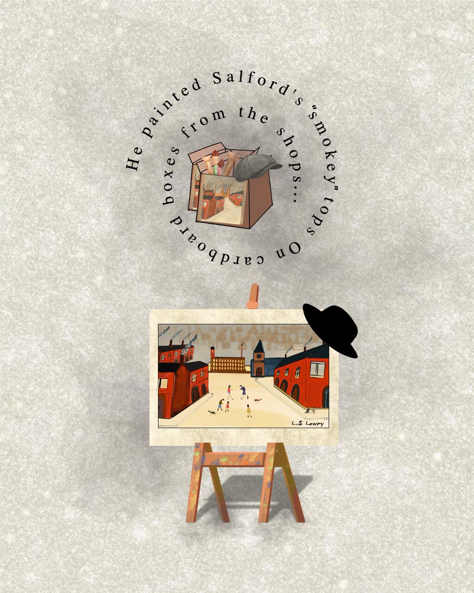 DBradburyBooks's tweet image. One of my favourite Illustrations from 'What Is Art?'. My latest book for children aged 6-11 that will be released on the 21st of April 2026! This piece is really close to my heart. Growing up in the North West of England, Manchester. 
#lslowry #BritishArt #primaryart