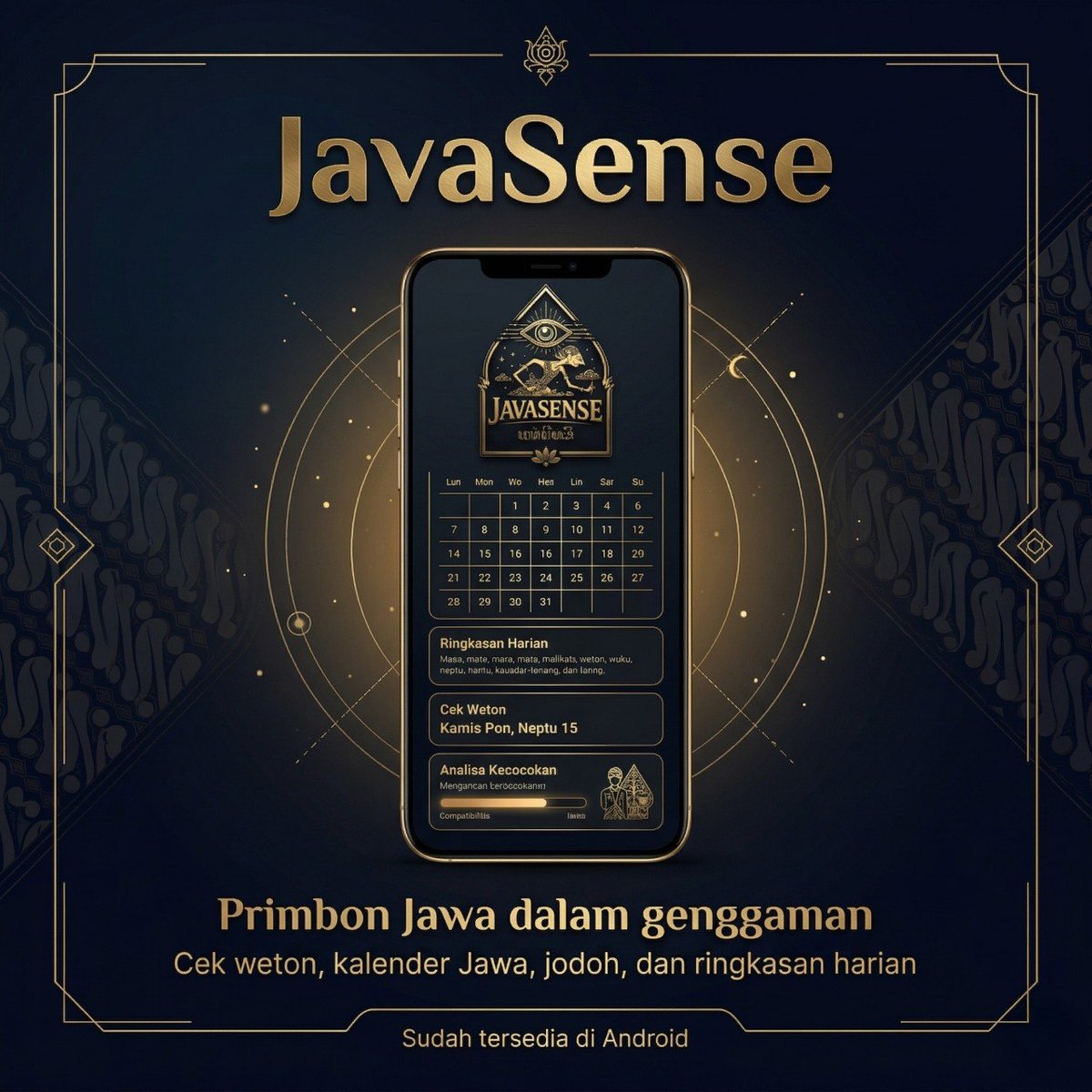 JavaSenseapp's tweet photo. JavaSense resmi rilis di Google Play Store.

App ini saya bangun untuk menghadirkan Weton, Kalender Jawa, Aksara Jawa, Jodoh, dan nuansa pengetahuan Jawa dalam bentuk yang lebih modern, rapi, dan nyaman dipakai.

Coba di sini:
https://t.co/2FnNfgA7Ym
#JavaSense #AndroidApp #weton https://t.co/46v4b054Sz