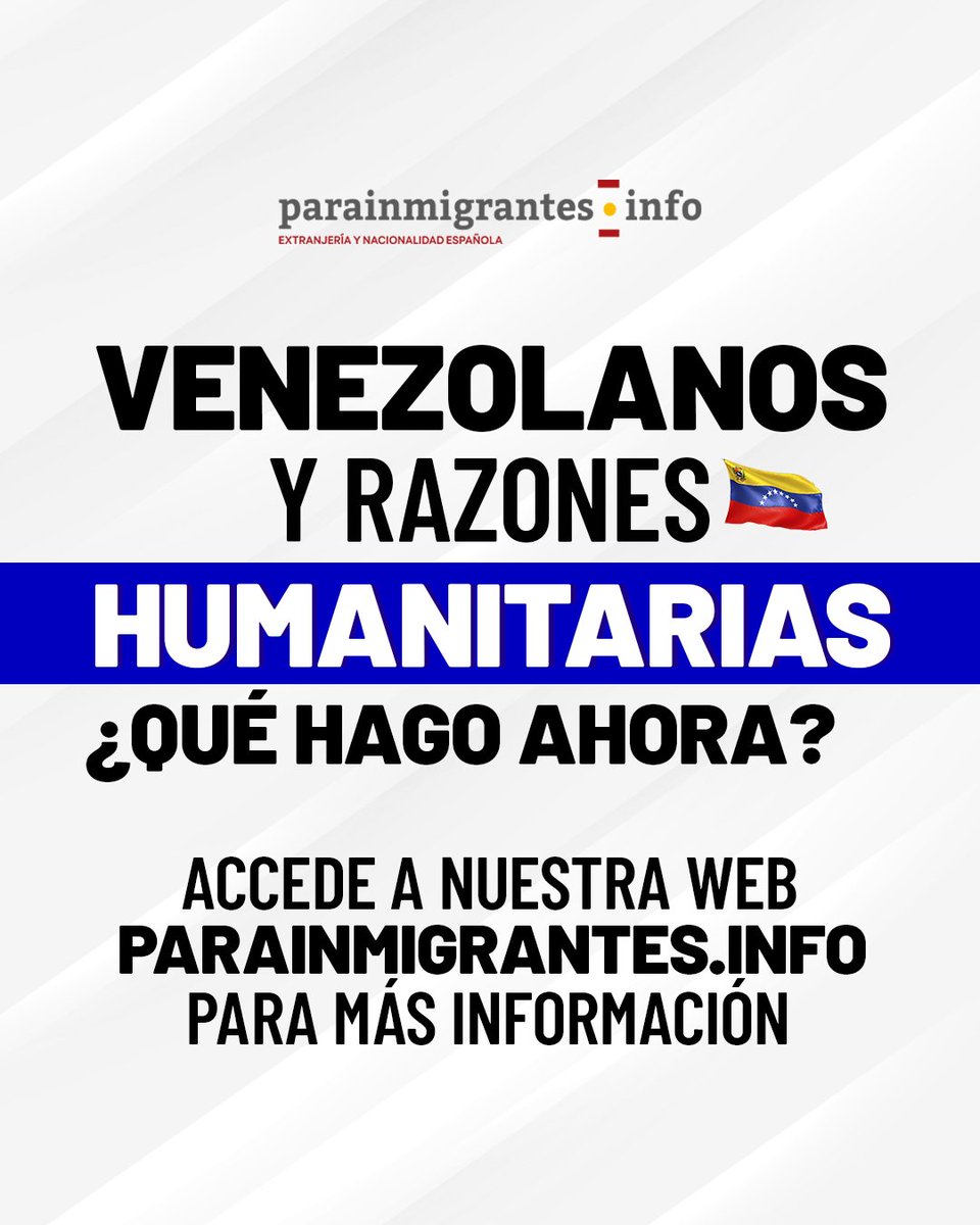 Parainmigrantes's tweet image. 📣 El gobierno elimina la residencia por #RazonesHumanitarias para los 🇻🇪 #venezolanos a los que se les deniega el #asilo ✅ Te explicamos qué hacer en cada caso posible ➡️ parainmigrantes.info/permisos-de-re…

#venezuela #regularización