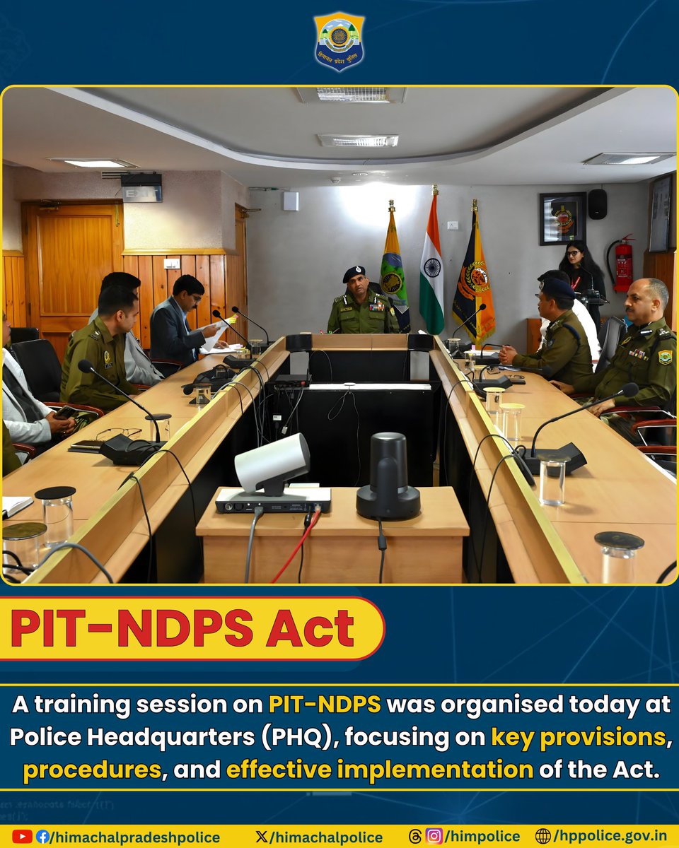 himachalpolice's tweet image. Strengthening enforcement against drug-related offences, a training session on PIT-NDPS was conducted at Police Headquarters (PHQ), enhancing the legal and operational capabilities of officers.
#PITNDPS #PHQ #Himpolice