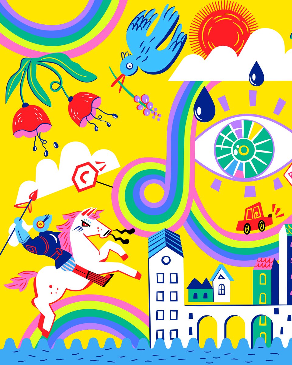 AmadineApp's tweet image. Chasing rainbows, one vector at a time. This vibrant scene consists of three illustrations brought to life in Amadine. Here bold colors, clean shapes, and imagination meet to create magic. 

#AmadineApp #VectorIllustration #GraphicDesign #CreativeProcess #FindARainbow