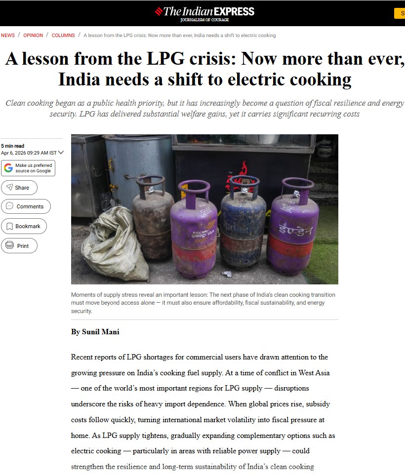 sunilmani02's tweet photo. My latest in @IndianExpress:
https://t.co/yHQqHNcrlD

India’s #CleanCooking journey is at a turning point. The next phase must focus on affordability, fiscal resilience, and energy security.

Based on our work at @IISD_Energy on clean cooking: https://t.co/JLSqi3e99A

@IISD_news https://t.co/gSiZM5zLcZ