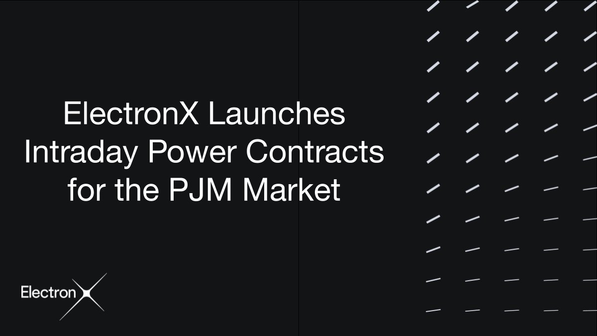 ElectronX's tweet photo. NEWS: Hourly bounded futures and binary options designed to manage short-term volatility in the @pjminterconnect market are now trading on ElectronX. The PJM suite features 21 available instruments across each of the four PJM hubs, two PJM interfaces, and one PJM zone.

“With improved financial management tools and associated asset optimization, renewable and distributed energy developers in PJM can better meet the power generation needs ultimately required to lower electricity costs across the region,” said Sam Tegel, CEO of ElectronX.  

➡️Read the news release, including comments from ElectronX exchange participants @ENGIEgroup North America, @Gunvor Group, and Soma Energy: https://t.co/msHiKKQsI6
