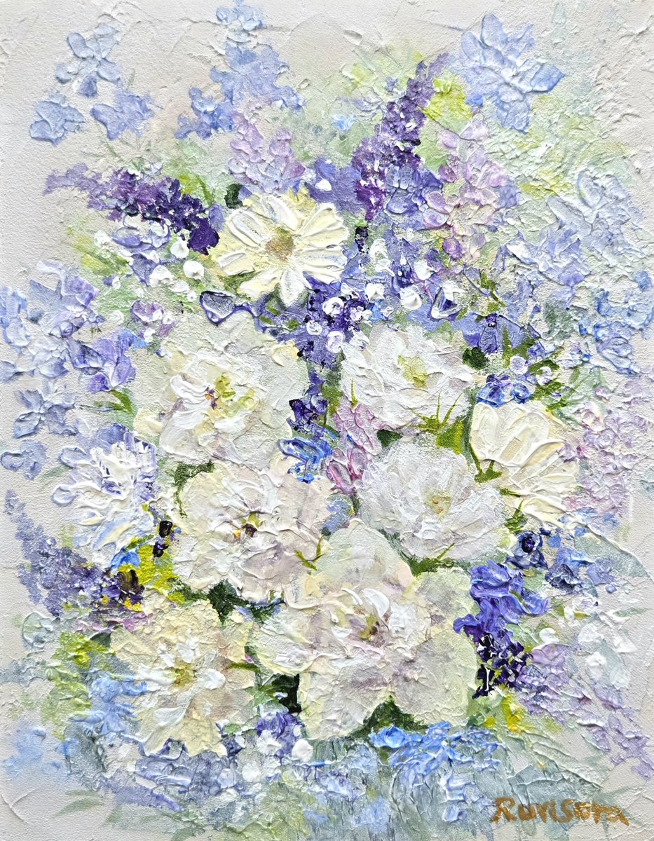 ｢花束｣　F0キャンバス　アクリル

白とブルーメインの素敵な花束をいただいたので、そのイメージで描きました。

忙しすぎてうっかり痩せそうでしたが乗り切りました✨
やっとのびのび描けるぞーーー

#アートメーター　#artmeter #Artmeter