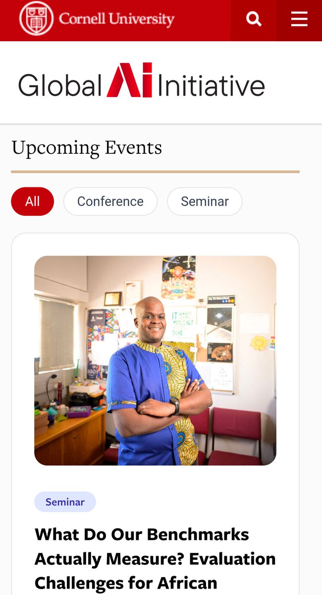 Speaking this morning at Cornell University <> Global AI Initiative

Talk: What Do Our Benchmarks Actually Measure? Evaluation Challenges for African Language AI

globalai.ai.cornell.edu/events/