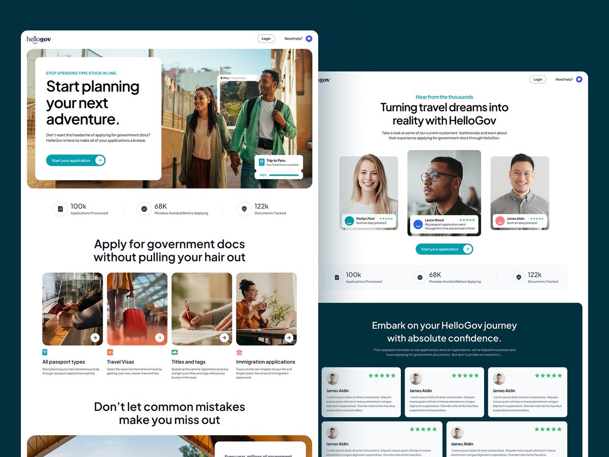 LunaFauster's tweet photo. Hellogov Applying or Renewing Passport Web Design Concept 

Looking for a professional landing page or full website design that impresses and converts? Link in bio! 

#webdesign #uidesign #landingpagedesign https://t.co/gOAuo8Oa8z