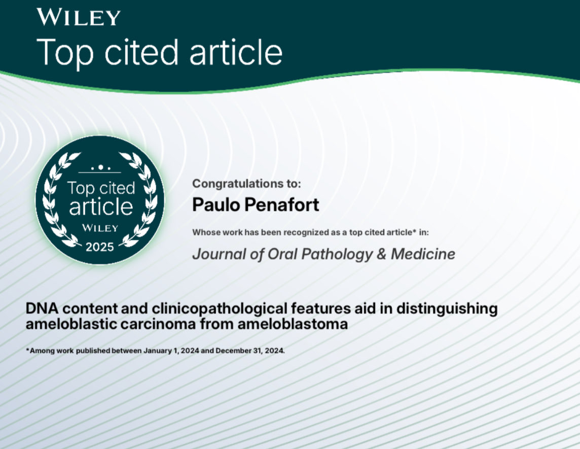 PenafortPaulo's tweet photo. Honored to have my MSc research recognized as a Top Cited Article (2025) in the Journal of Oral Pathology &amp; Medicine by Wiley.

Grateful to all collaborators who made this possible!
#OralPathology #Research #CancerResearch https://t.co/NtScWr7Qv1