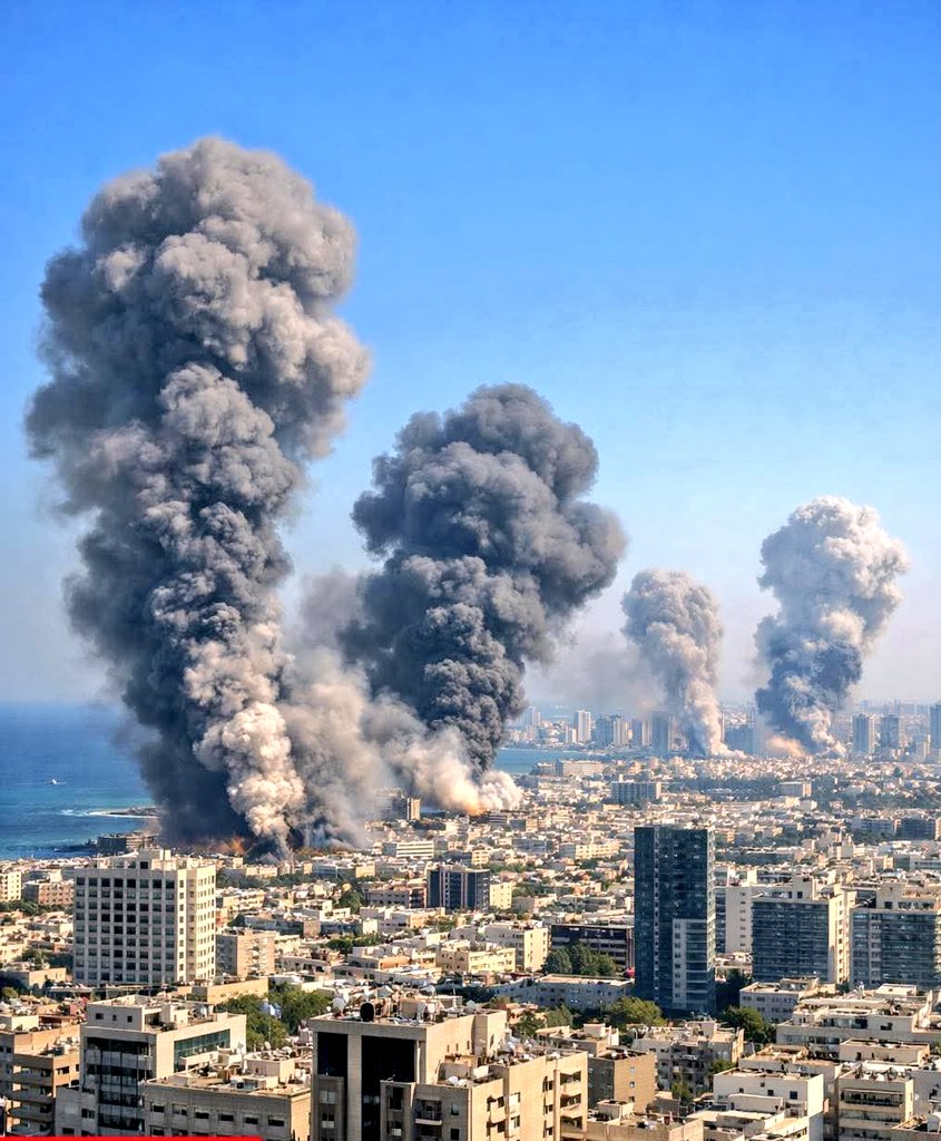 #عاجل من الحرب على ايران 
🚀✈️🚀🔥🔥🔥🚀✈️🚀
 تصاعد للدخان في مواقع مختلفة في تل ابيب بفعل الصاروخ الانشطاري الإيراني
لكل ظالم نهايه،👉🏿👇🏿✅