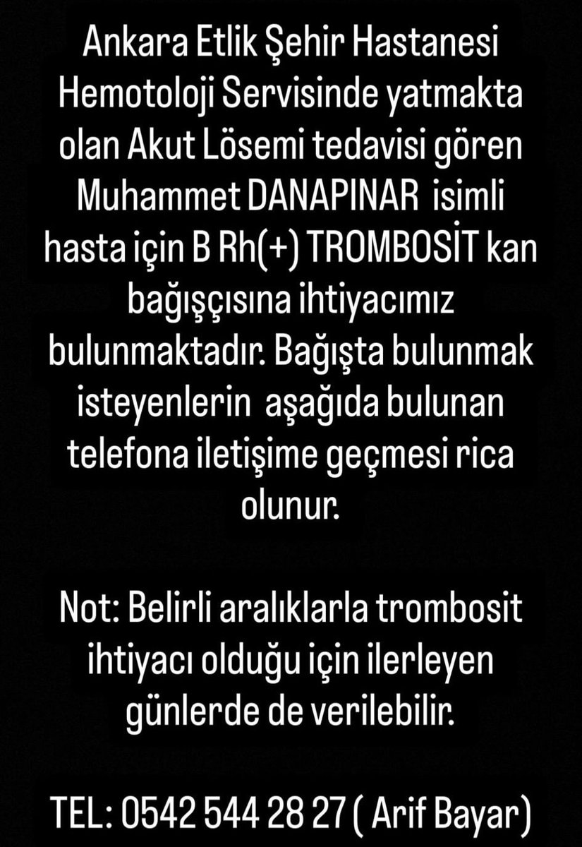 ⚠️ ACİL KAN İHTİYACI