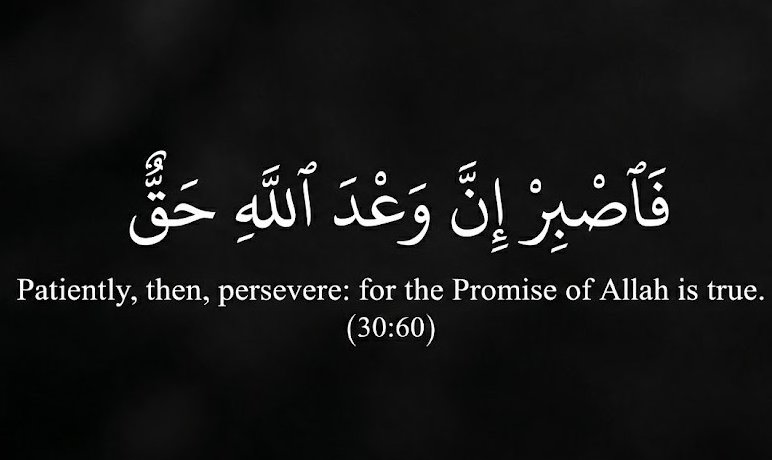 nurXI20's tweet photo. Patiently, then, persevere: for the Promise of Allah is true.

Quran (30:60) https://t.co/bpCVujHs8v