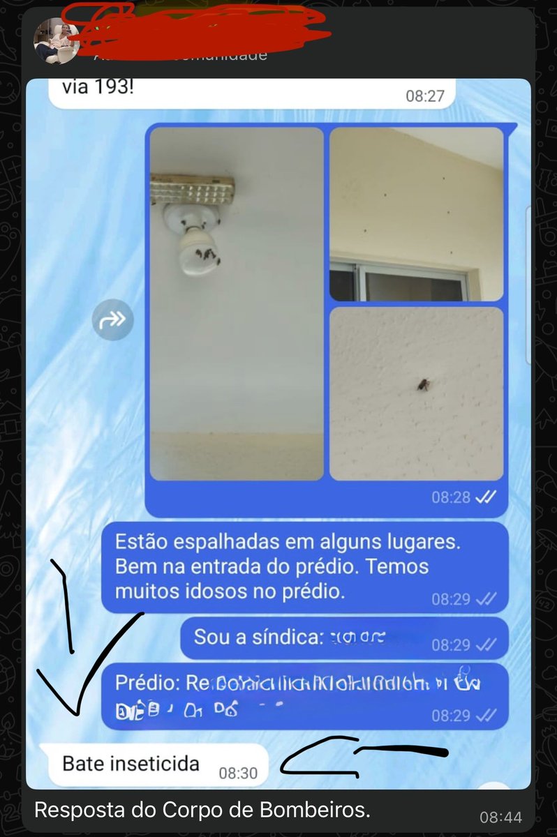 macacomono's tweet photo. A portaria do meu prédio foi tomada por um exame de marimbondos. Prédio cheio de idoso e criança, orientaram chamar os bombeiros e essa foi a resposta… é isso mesmo @12cibm? https://t.co/PFoyUIsAdC