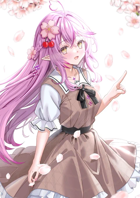 桜ラミィちゃん 「あれ見て〜桜が綺麗だね〜」