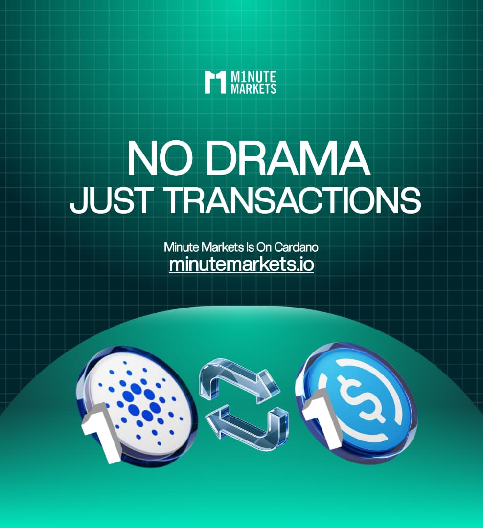 Cardano loves drama.
But drama doesn’t generate transactions.

We do.

Minute Markets is live on testnet.

Link in the comments below 👇