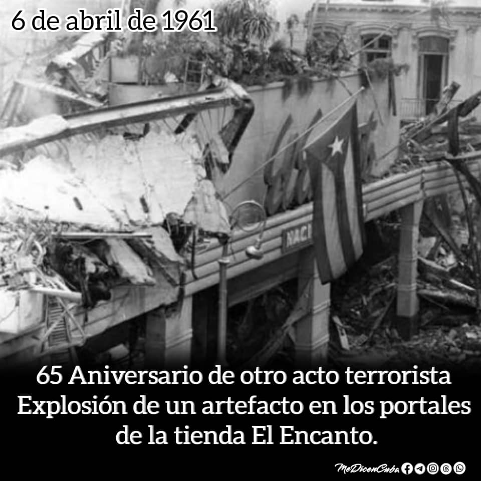1961 Terroristas hacen estallar un artefacto en los portales de la tienda El Encanto.  #TenemosMemoria #CubaViveEnSuHistoria #CubaEsRevolución