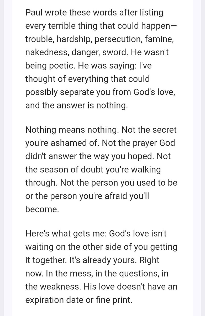 ECurtis09184574's tweet photo. Today's Scripture 

"Neither height nor depth, nor anything else in all creation, will be able to separate us from the love of God that is in Christ Jesus our Lord."

Romans 8:39 https://t.co/CnrwBYFMj7