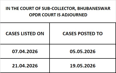 OPDR Court of Sub-Collector Adjourned