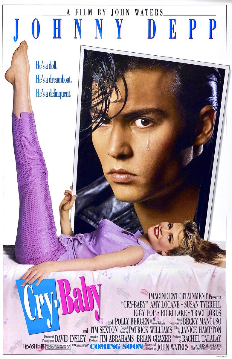 landofthe80s's tweet image. On this date in 1990, “Cry-Baby” starring Johnny Depp &amp;amp; Amy Locane premiered in theaters. #90s