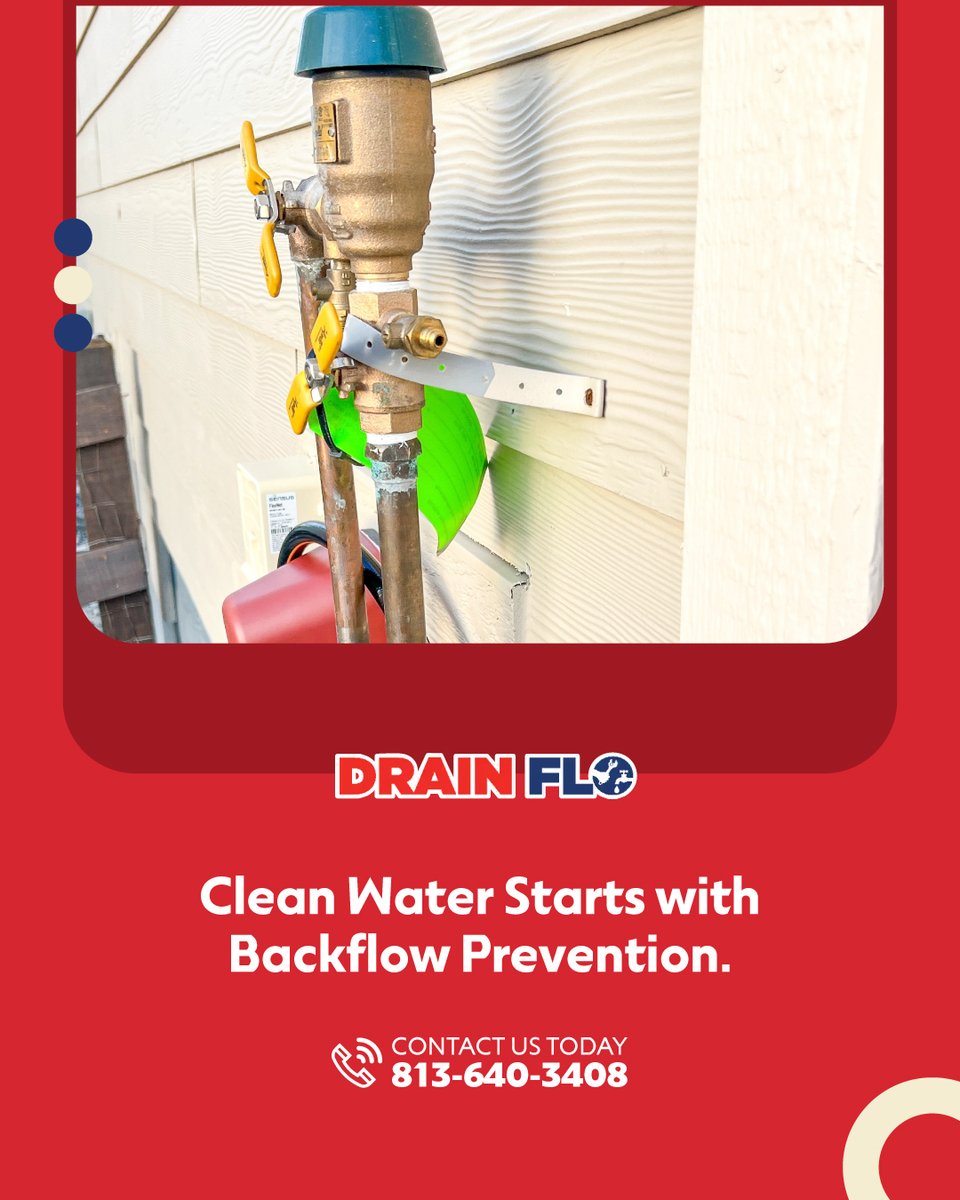 drainfloplumber's tweet image. Backflow occurs when contaminated water flows backward into your clean water supply. This can happen due to pressure changes in the #plumbing system. Installing &amp;amp; maintaining #backflow prevention devices helps protect your home’s water from contamination.

📞 813-640-3408