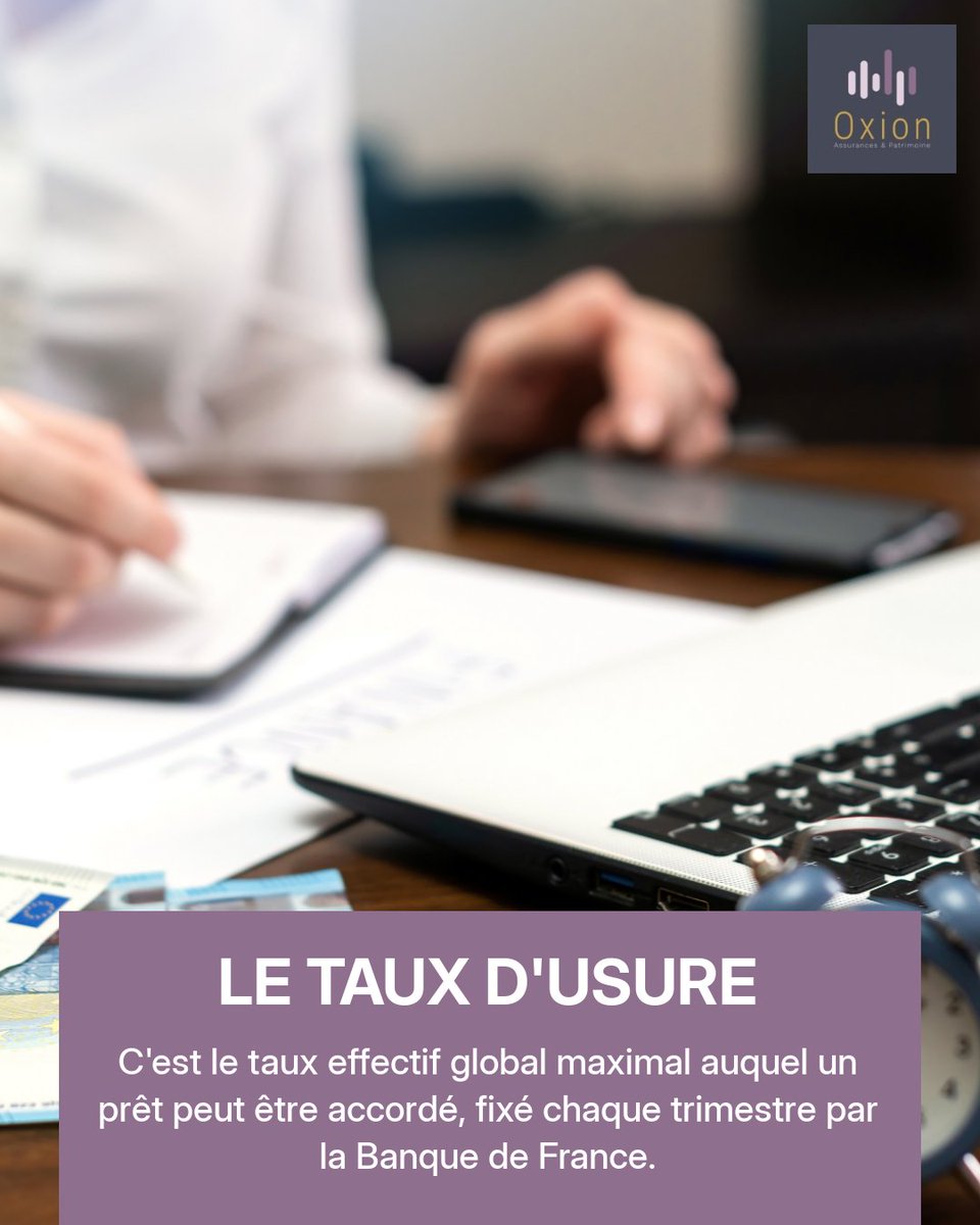 OXIONPERPIGNAN's tweet photo. Le taux de l'usure est un concept clé pour quiconque envisage de contracter un prêt. Mais de quoi s'agit-il exactement ? 🔍 Défini chaque trimestre par la Banque de France, le taux de l'usure est le taux effectif global maximal auquel un prêt peut être accordé. Cela (1/3) https://t.co/JXwbjxjmd8