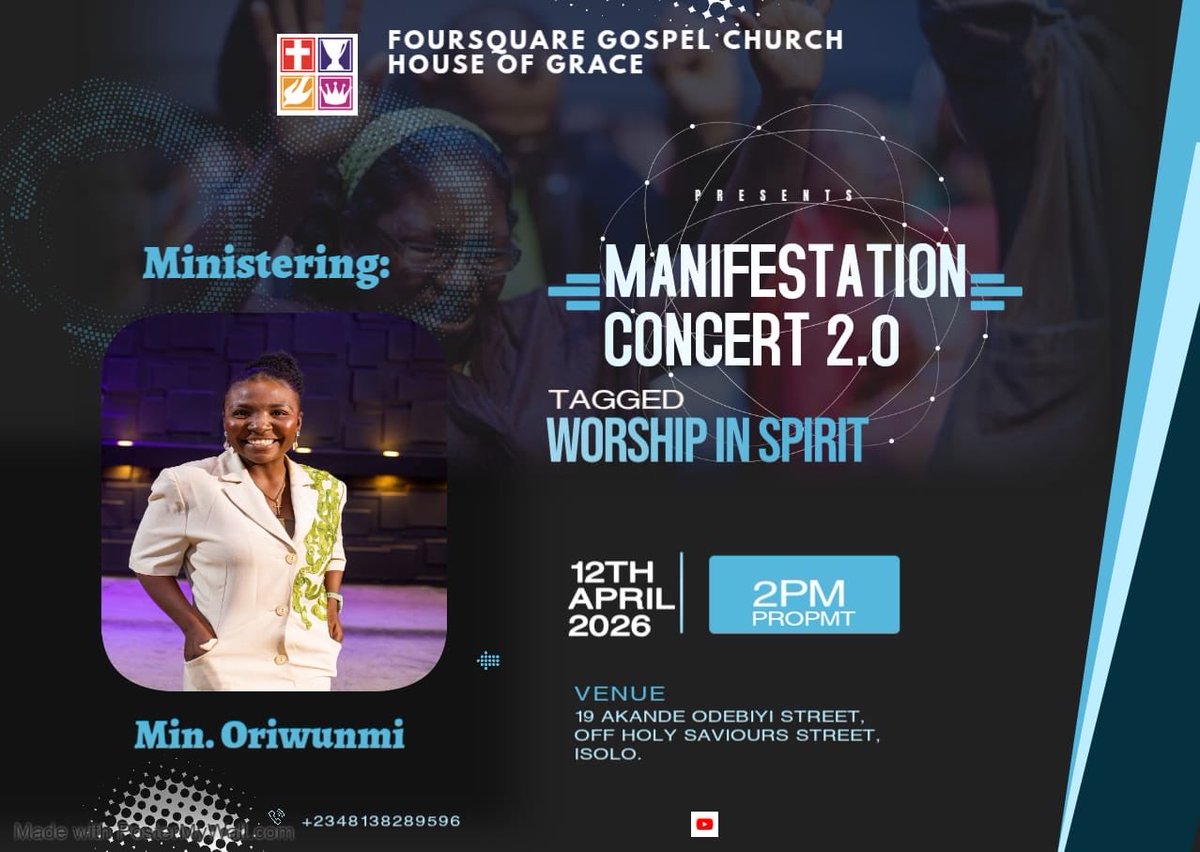 MConcert86868's tweet photo. Exciting news!
We are blessed to welcome the anointed minister Min. Orinwunmi as our special guest at Manifestation Concert 2.0.
Get ready for powerful worship! 🙌🔥 https://t.co/AH5F2ucs2N