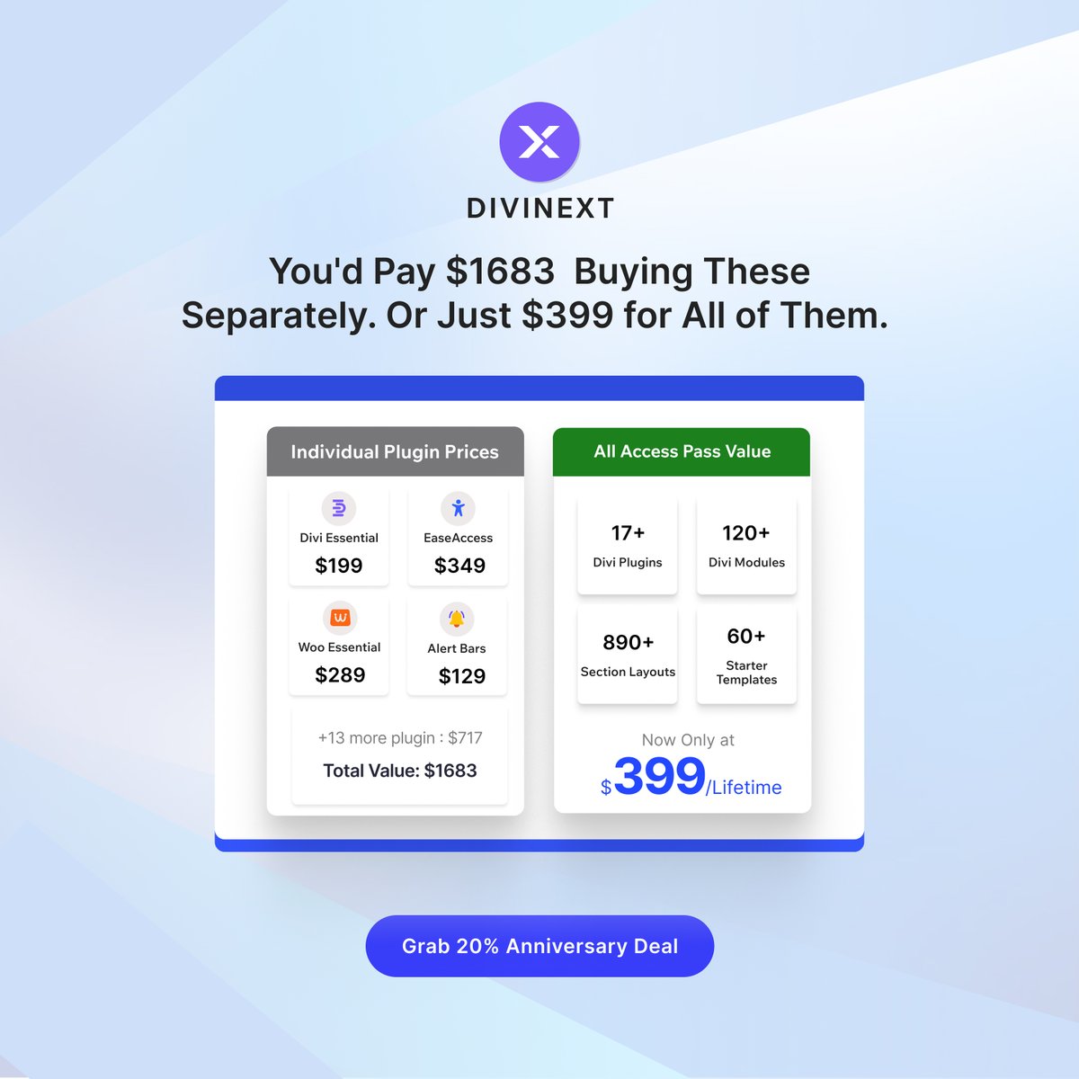 divi_next's tweet image. Scale your web design agency🚀

Get everything with DiviNext All-Access Pass:

✅ Divi Essential &amp;amp; Woo Essential
✅ EaseAccess &amp;amp; Alert Bars
✅ 700+ Layouts
✅ 60+ Templates

🎉 20% Anniversary Deal—limited time

👉 divinext.com/downloads/all-…

#DiviNext #Divi5 #DiviPlugins