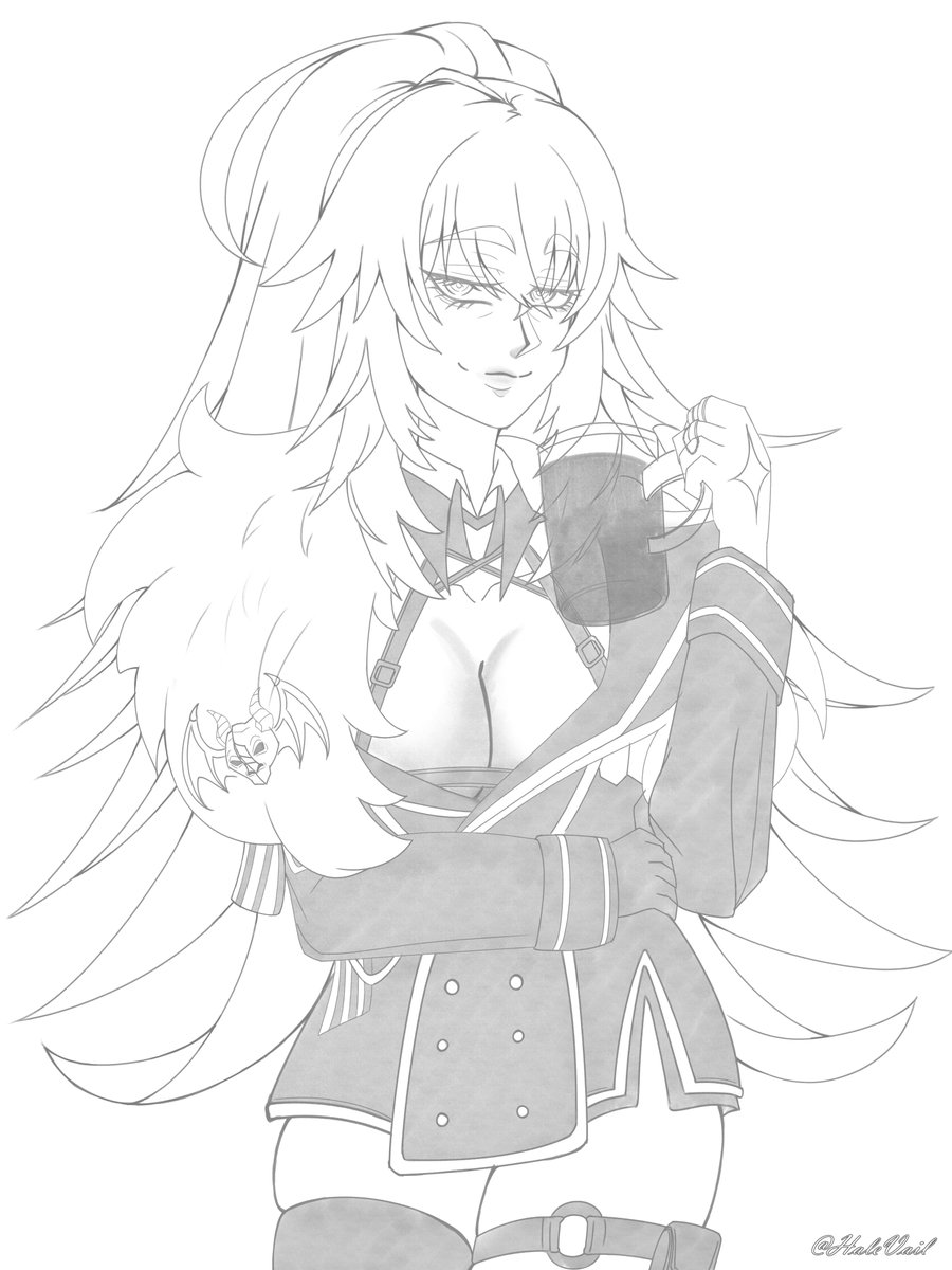 Quick sketch of General Zentreya enjoying some iced coffee⚡️🐲⚔️ #zentreart #zentreya #Vtuberart #sketches