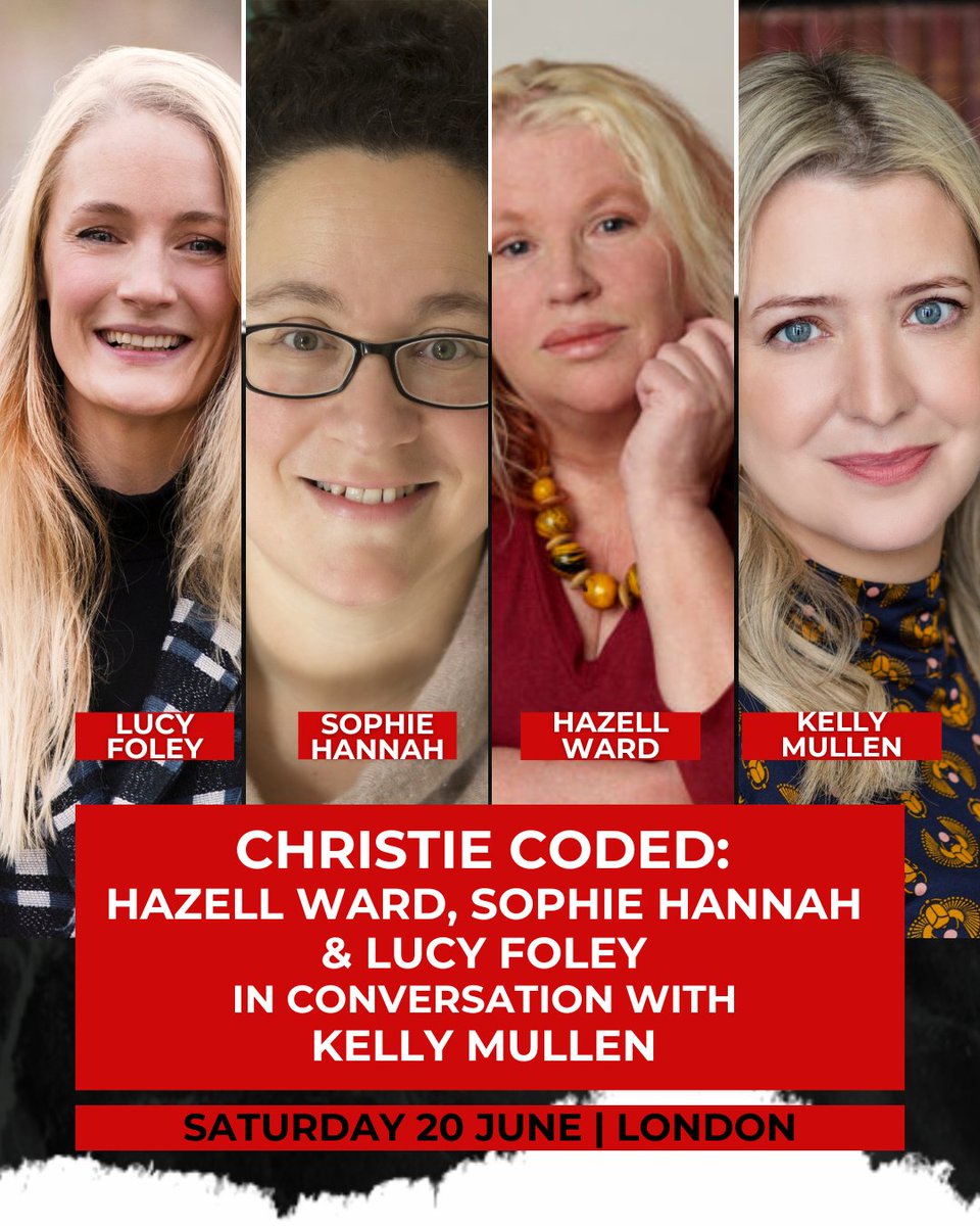 CapitalCrime1's tweet photo. This June 20th at #CapitalCrime26, join us for Christie Coded with Hazell Ward, Sophie Hannah and Lucy Foley in conversation with Kelly Mullen, as they discuss the enduring appeal and influence of Agatha Christie’s work.

Tickets: https://t.co/hNCZ6DsvQl

#agathachristie https://t.co/btG3Tag2zG