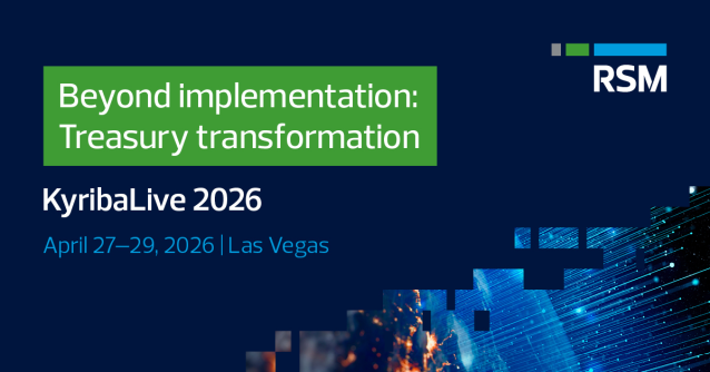 StuartTaub's tweet photo. Join RSM at KyribaLive 2026, April 27–29 at Mandalay Bay, Las Vegas. Explore practical treasury transformation strategies, connect with industry peers and save $100 on registration using code KL26RSMDC. https://t.co/33blej86Mz https://t.co/wnv7sZsm5k
