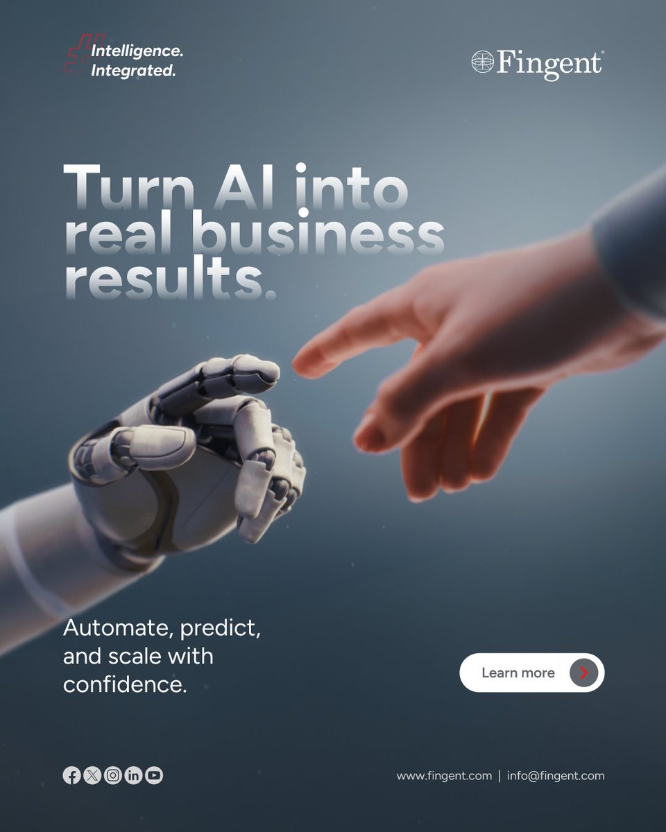 Fingent's tweet image. Start small, scale smart, and use AI to reduce manual effort, improve decisions, and unlock new business value.

👉 Learn more: fingent.com/artificial-int…

#ArtificialIntelligence #EnterpriseAI #AIIntegration #DigitalTransformation #fingent