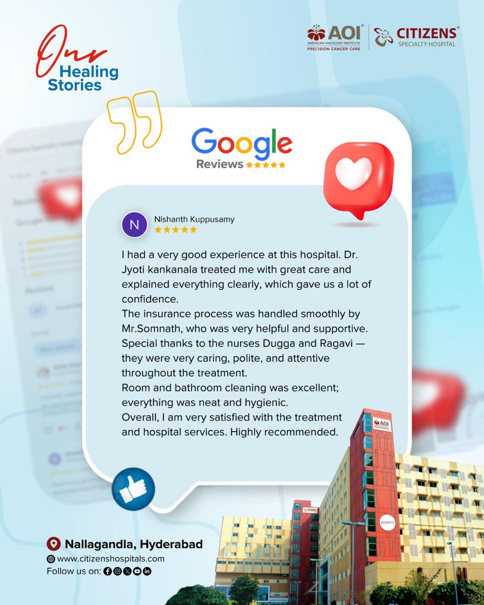 AOI_Cancercare's tweet image. The most meaningful measure of healthcare isn’t just recovery but how patients feel while they heal. The voices of those who have chosen us and continue to share their experiences with honesty and trust deeply encourage us. #PatientExperience #HumanCentricCare #AOICancerCare