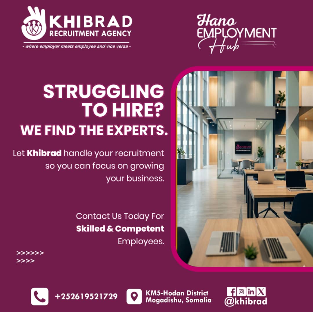 Khibrad Recruitment Agency is Somali Job Gate that tweet media