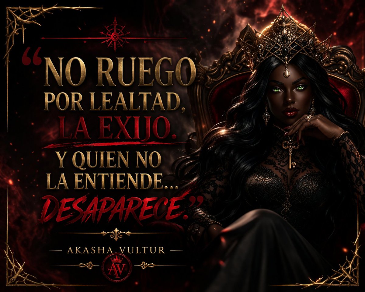 AkashaVultur's tweet photo. #AkashaVultur #DarkQueen #ReinaOscura #PoderFemenino #DarkAesthetic #GothicVibes #FrasesPoderosas #NoRuego #MentalidadFuerte #DarkEnergy #VampireVibes https://t.co/R679Tp7Dq7
