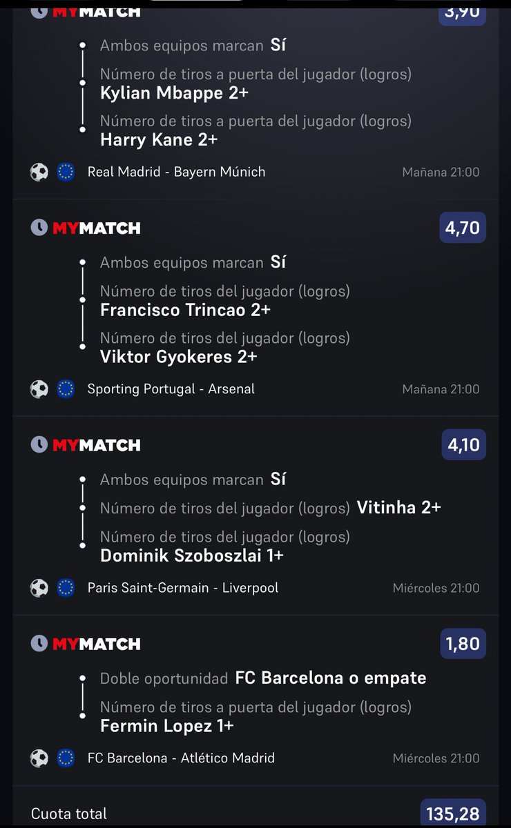 ElPickFijo's tweet photo. Cuota 1900
Cuota 405
Cuota 135
Cuota 103

JORNADA DE CHAMPIONS ⚽️⚽️
Vamos a probar con esto a ver si suena la campana y sale alguna.

No me parecen ninguna locura para las cuotas que son https://t.co/QHqvrWsFGH