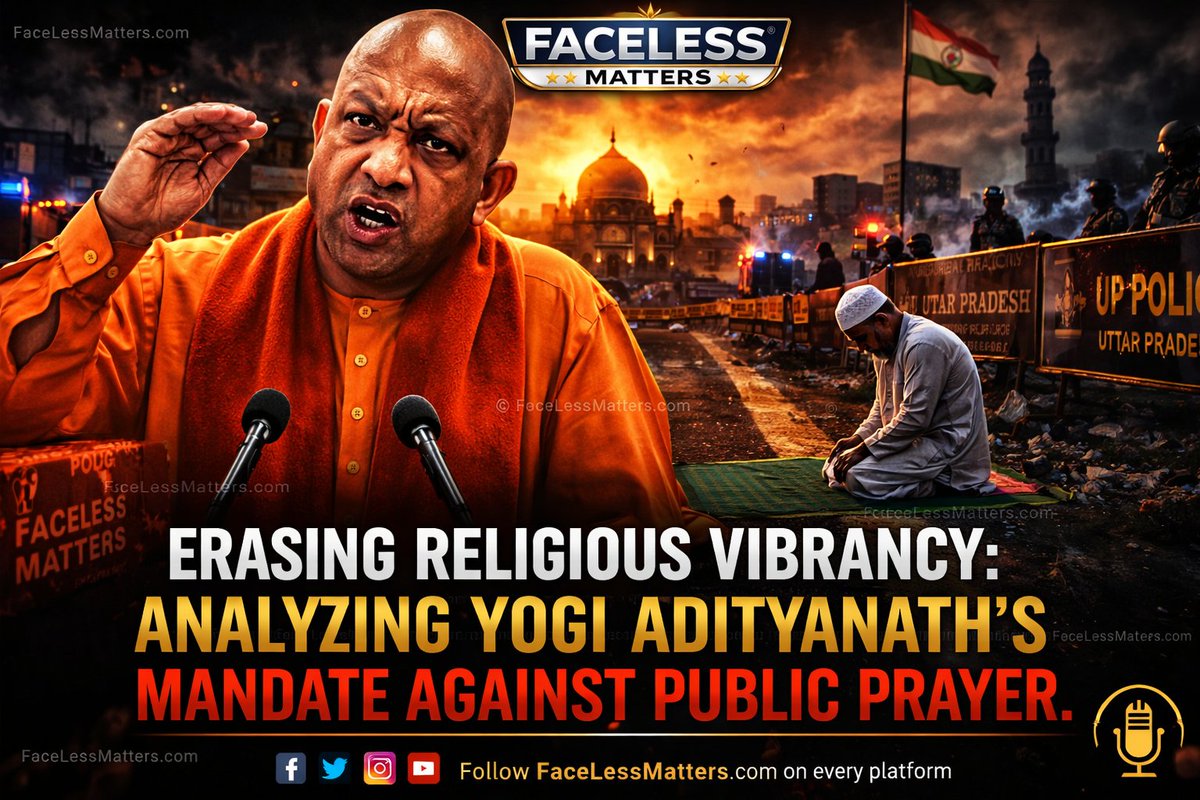 facelessmatters's tweet image. مذہبی آزادی خطرے میں؟ 🚨 یوگی آدتیہ ناتھ کا عوامی عبادت کے خلاف مینڈیٹ: ایک گہرا سیاسی تجزیہ۔ کیا بھارت اپنی سیکولر شناخت کھو رہا ہے؟ مکمل رپورٹ یہاں دیکھیں: facelessmatters.com/2026/04/erasin… #Secularism #ModiIndia #YogiRaj #FaceLessMatters