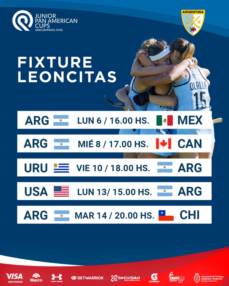 ¡Comienza la Copa Panamericana Jr.! 🇦🇷 

Agendá los partidos de #LasLeoncitas en búsqueda de la clasificación al próximo Mundial Sub 21. 

🏟 Santiago de Chile 
📺 Panam Sports Channel

¡Vamos, Leoncitas! 

🤜🏼🇦🇷🤛🏼