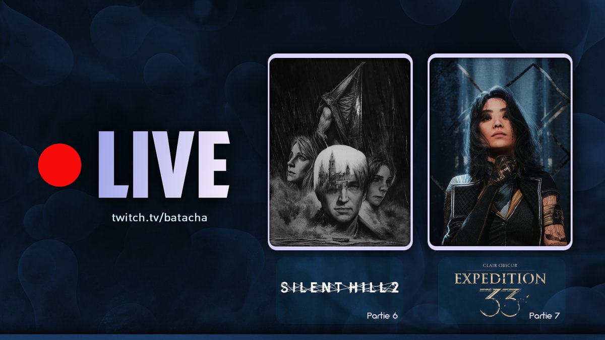 🔴LIVE : twitch.tv/batacha

Yop, un peu de #SilentHill2Remake  ensuite du #ClairObscurExpedition33 !

#Twitch #TwitchBE #TwitchFR