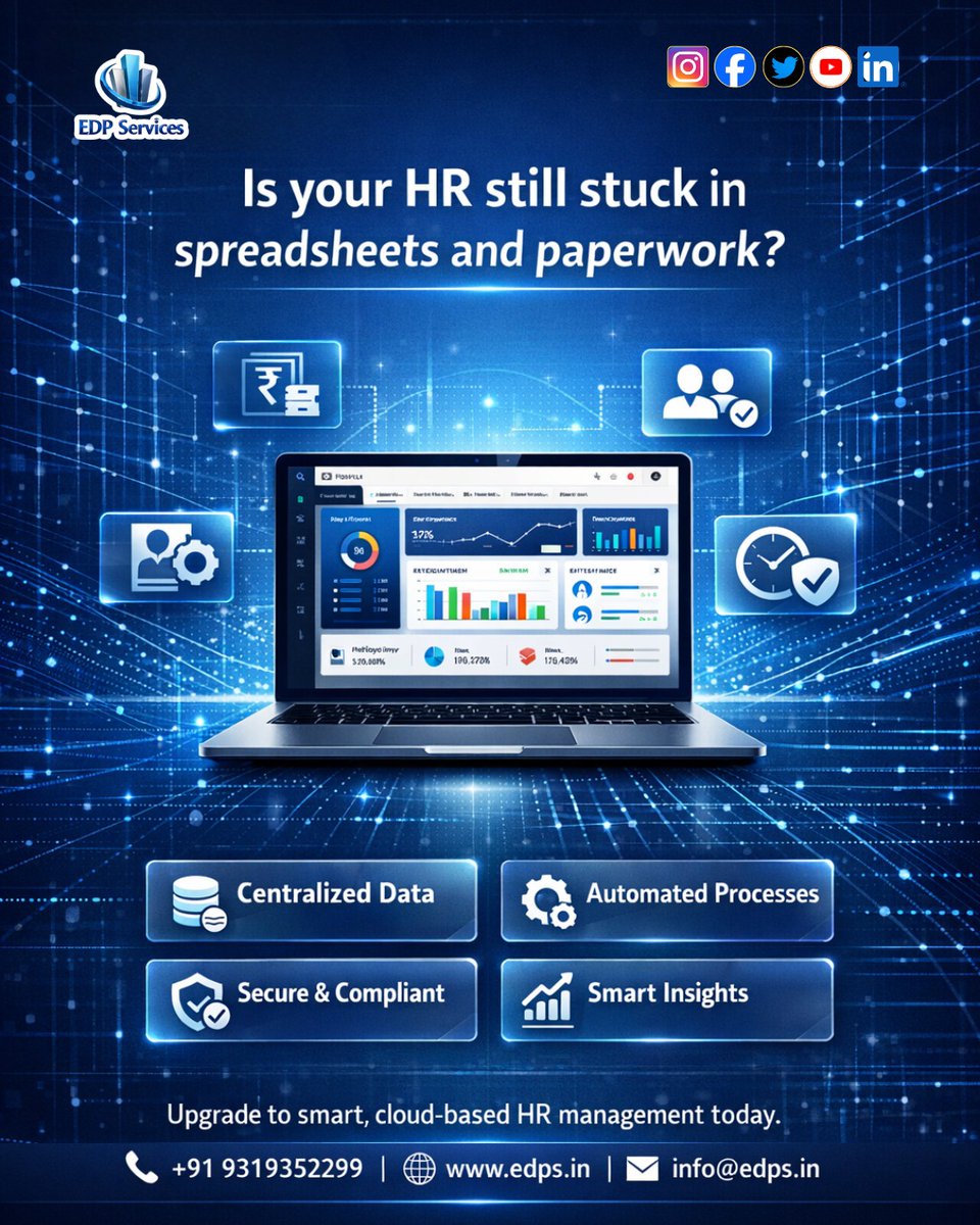 edpservicess's tweet image. Is your HR still stuck in spreadsheets and paperwork? 
It’s time to upgrade to smart, cloud-based HR management with EDP Services.
📩 Upgrade your HR today!
📞 +91 9319352299
🌐 edps.in
📧 info@edps.in
#HRMS #CloudHR #HRTechnology #PayrollAutomation #HRManagement