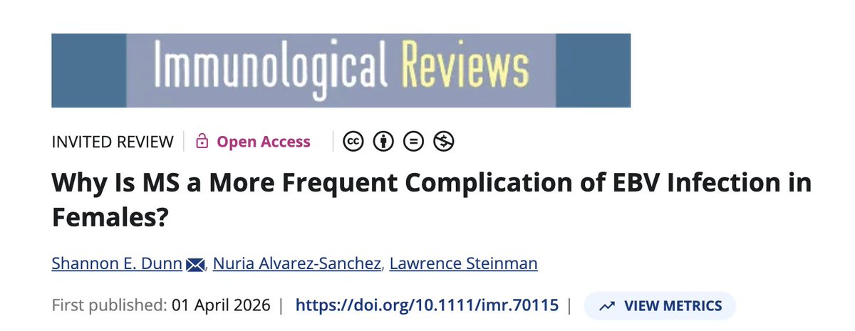 IJMSCtweets's tweet image. "...has embraced #EBV as cause of #MS.... We identified many missed opportunities where data could have been disaggregated by #sex. Our hope is that this review will inspire [others] to embrace rather than to adjust for sex to accelerate #research...." doi.org/10.1111/imr.70…