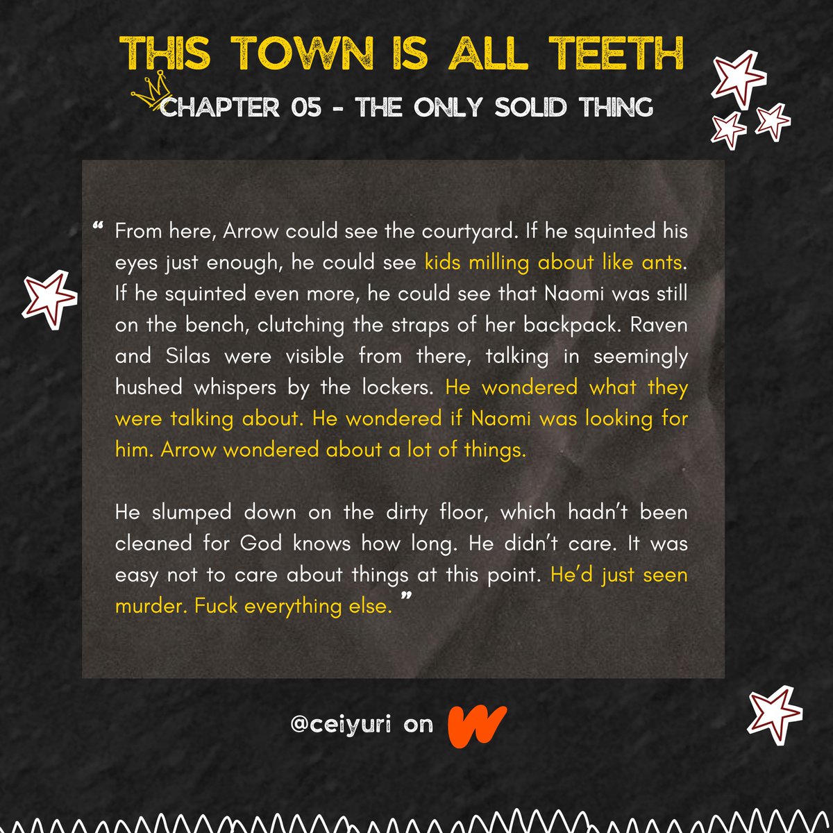 ceiyuri's tweet photo. hi all! chapter ☆05 of #thistownisallteeth is now up. high five !!! 

chekirawt !https://t.co/Unt4FTe1Ox

next update ay sa araw ng kagitingan! https://t.co/U28wJKRBwZ