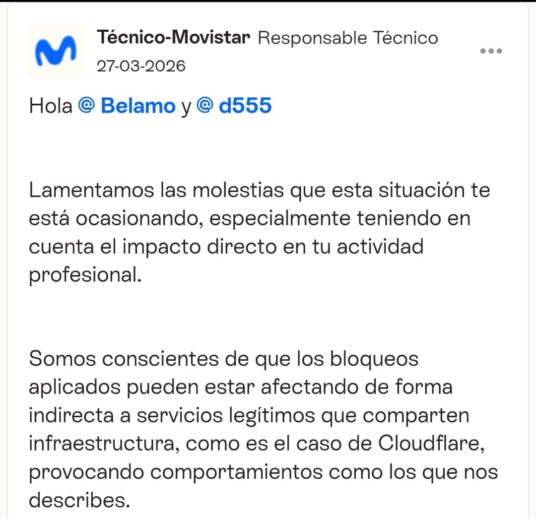 <a href="/elespanolcom/">EL ESPAÑOL</a> <a href="/Fanaticos_RMCF/">Fanáticos Real Madrid</a> Que los técnicos de Movistar corroboran que si , que los bloqueos afectan. Donde está la justicia, gobierno. O es que ya no somos un país democrático y con leyes???????