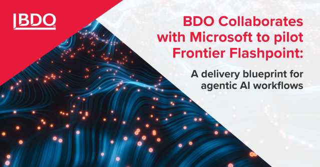 Getty313's tweet photo. .@BDO_USA proudly collaborated with @Microsoft to pilot Frontier Flashpoint—turning agentic AI into a repeatable, real-world blueprint for key business workflows. Together they are helping teams operationalize AI with confidence, trust, and accountability: https://t.co/wfU7FWVQeT https://t.co/qcdf9poIkS