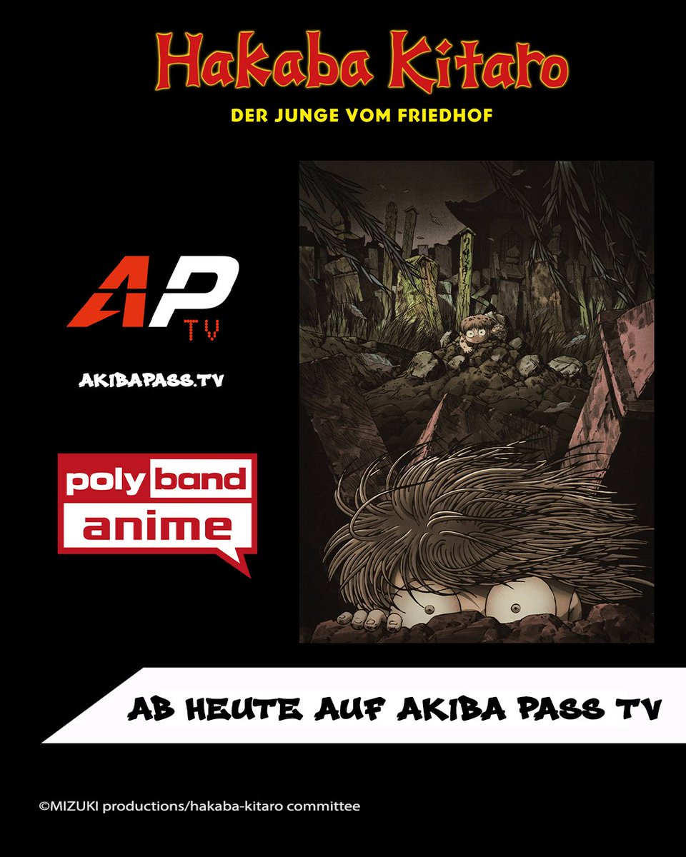 Ab sofort sind alle 11 Episoden von „Hakaba Kitaro: Der Junge vom Friedhof“ als digitaler Pre-Release erstmals in deutscher Synchro auf <a href="/AKIBAPASS/">AKIBA PASS</a>  verfügbar.

In der Serie geht es um den Geisterjungen Kitaro, der zwischen Leben und Tod skurrile, mystische und geheimnisvolle