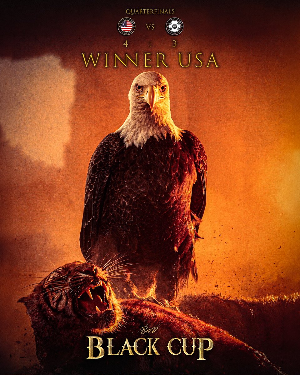 blackcombat_'s tweet photo. 🇺🇸 𝐓𝐄𝐀𝐌 𝐔𝐒𝐀 𝐚𝐝𝐯𝐚𝐧𝐜𝐞𝐬 𝐭𝐨 𝐭𝐡𝐞 𝐒𝐄𝐌𝐈𝐅𝐈𝐍𝐀𝐋𝐒

Team USA secured a dominant 4–3 victory over Korea Alpha, officially booking their place in the semifinals.
Their next opponent will be Team Japan, who made an impressive run by defeating tournament favorites Brazil to earn their own spot in the final four.
Whiich nation will claim victory in the semifinals and advance to the grand final?

< 𝐁𝐧𝐃 𝐁𝐋𝐀𝐂𝐊 𝐂𝐔𝐏 >
총 우승 상금 2억원!
전세계 최초 국가 대항 격투 토너먼트 👑

𝗔 𝟮𝟬𝟬 𝗠𝗶𝗹𝗹𝗶𝗼𝗻 𝗞𝗥𝗪 𝗚𝗿𝗮𝗻𝗱 𝗣𝗿𝗶𝘇𝗲 𝗔𝘄𝗮𝗶𝘁𝘀
𝗧𝗵𝗲 𝗪𝗼𝗿𝗹𝗱’𝘀 𝗙𝗶𝗿𝘀𝘁 𝗡𝗮𝘁𝗶𝗼𝗻 𝘃𝘀 𝗡𝗮𝘁𝗶𝗼𝗻 𝗖𝗼𝗺𝗯𝗮𝘁 𝗧𝗼𝘂𝗿𝗻𝗮𝗺𝗲𝗻𝘁

< 𝐁𝐧𝐃 𝐁𝐋𝐀𝐂𝐊 𝐂𝐔𝐏 >
𝟒.𝟏𝟏 𝐌𝐎𝐍𝐆𝐎𝐋 𝐯𝐬 𝐂𝐇𝐈𝐍𝐀 
𝟒.𝟐𝟓 𝐊𝐎𝐑𝐄𝐀 𝐎𝐌𝐄𝐆𝐀 𝐯𝐬 𝐄𝐔𝐑𝐀𝐒𝐈𝐀

#블랙컵 #블랙컴뱃 #blackcup #blackcombat