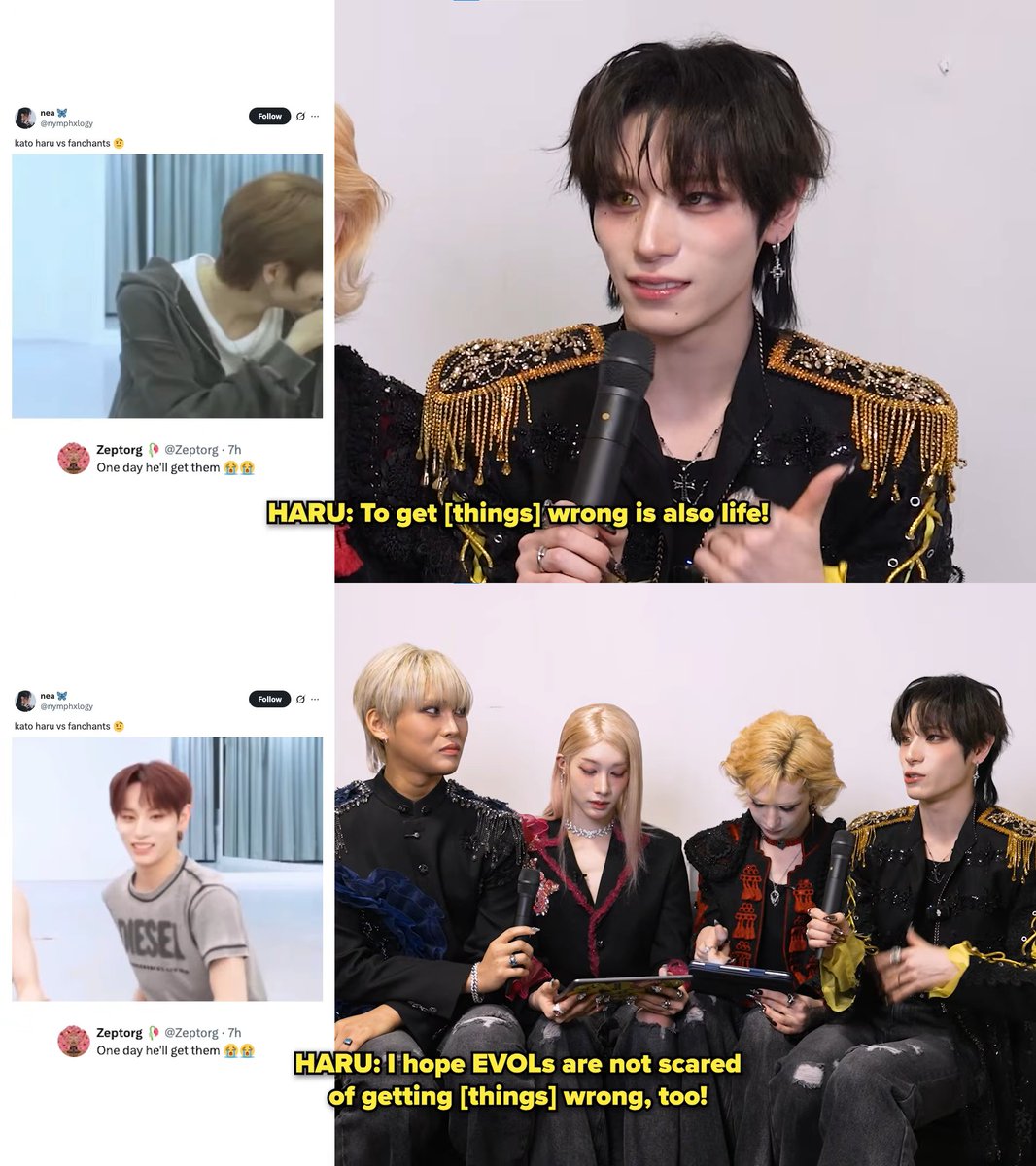 'to get things wrong is also life! i hope evols are not scared of getting things wrong, too'

sudden profound life lessons with haru