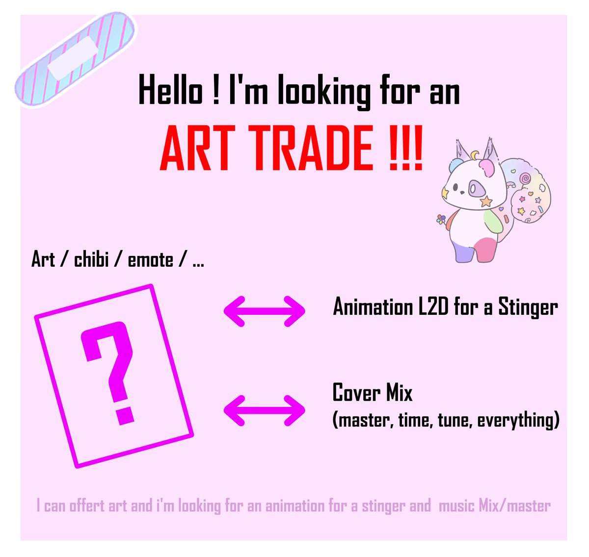 AnkoRisu's tweet photo. Hello ! Looking for an art trade ⬇️

Je cherche quelqu'un pour animer un Stinger et 1 ou plusieurs personnes pour des Mix ! (selon si vous faite que time/tune, etc)

Hésitez pas à laisser vos liens si vous êtes intéressés /o

#arttrade #art https://t.co/VMDp5aDRcs