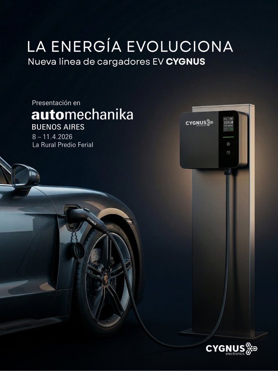 🔌 Lanzamos la nueva línea de cargadores EV Cygnus

📍 Automechanika Buenos Aires
📅 8–11 de abril
📌 Stand 1L08

🔗 Acreditación:
cutt.ly/TtDqMyQy
