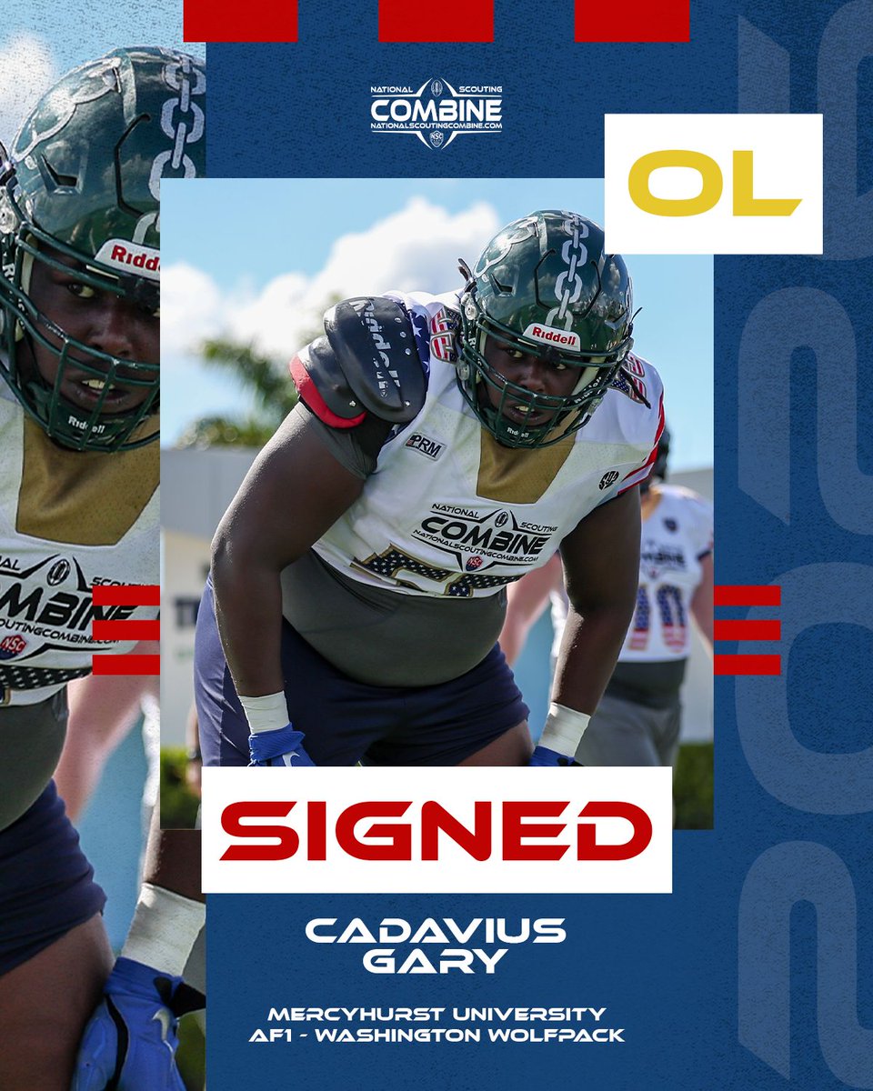 Congrats to National Scouting Combine OL @<a href="/GCadavius/">Cadavius Gary⚡️</a> from <a href="/HurstAthletics/">Mercyhurst Lakers</a> on signing with the <a href="/wolfpackaf1/">Washington Wolfpack</a> of the @AF1football!

Profile: nationalscoutingcombine.com/athlete/cadavi…