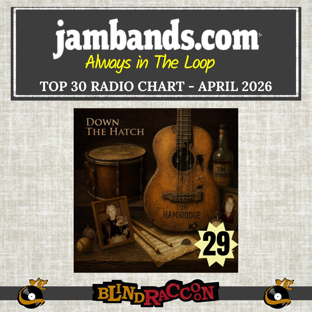 BlindRaccoon9's tweet image. 🎉CONGRATULATIONS to Blind Raccoon Artist Tom Hambridge for appearing on the Jambands Top 30 Radio Chart for April 2026!
*
#blues #bluesmusic #radiochart