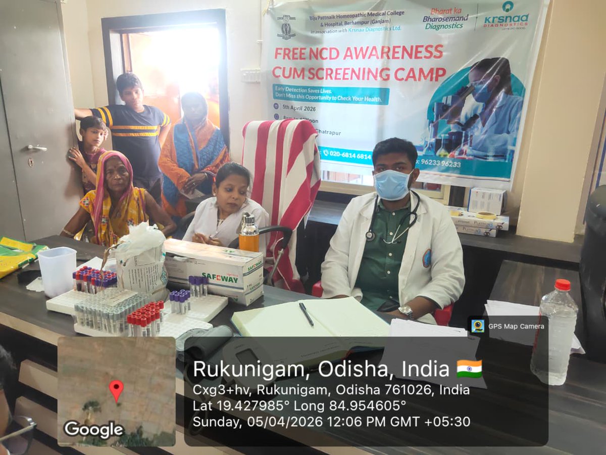 OdishaAyush's tweet photo. Rural Health Camp at Baulagaun near Chatrarpur,  organised by Bijupatnaik Medical College &amp; Hospital, Berhampur, on  the eve of the celebration of  Homoeopathic Week Celebration on 05.04.2026 https://t.co/zEQEROc68a