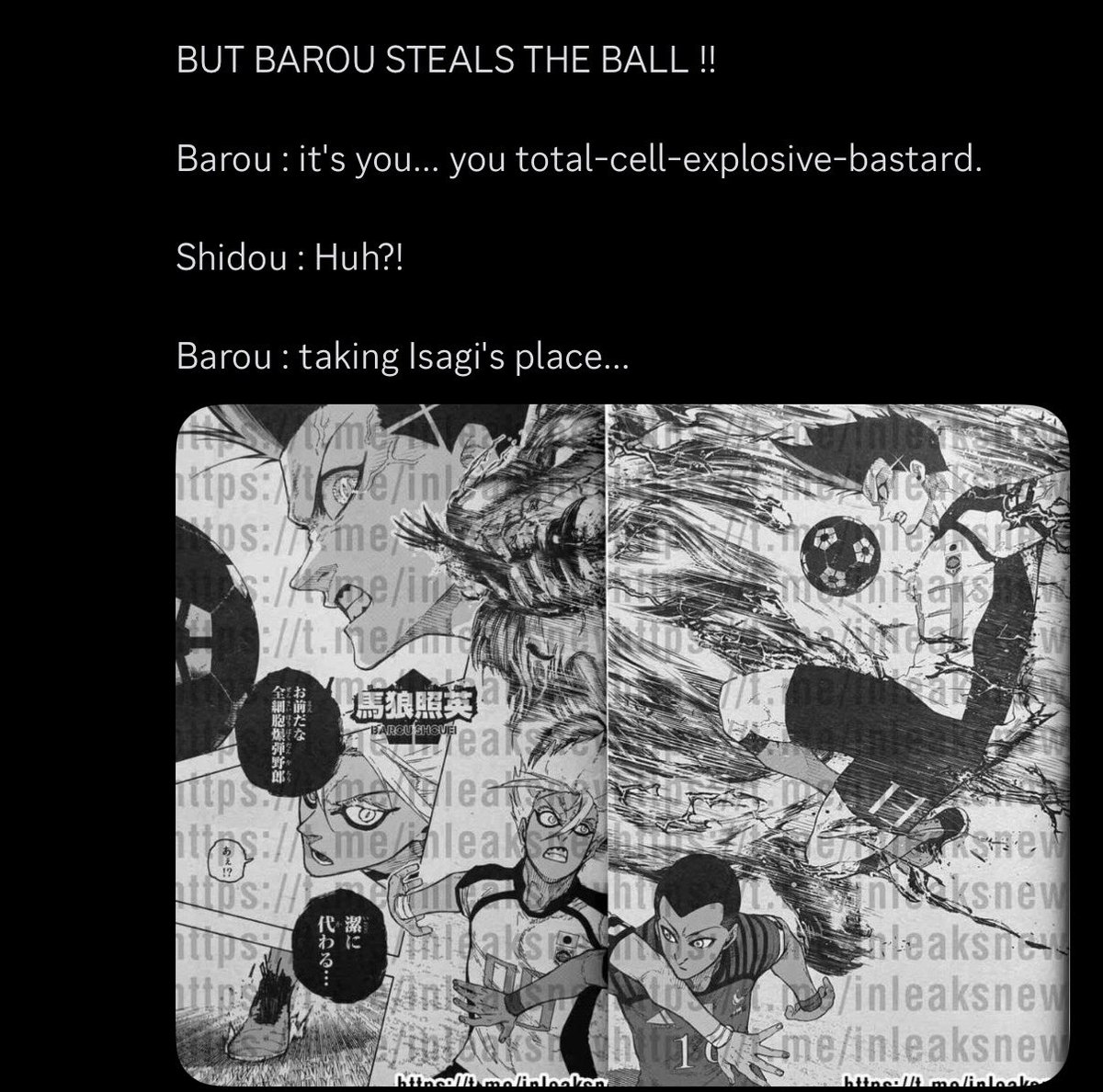 ohayochokii's tweet photo. "taking isagis place..." barou wants him so bad bruh🤦‍♀️ #barousagi canon https://t.co/jO3C4W5xFu
